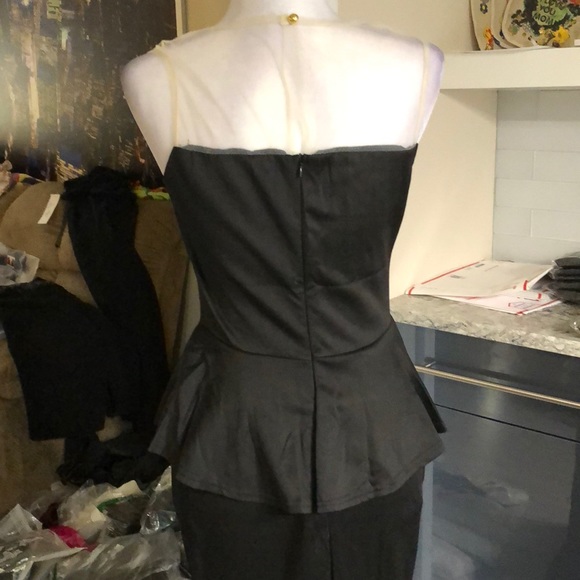 Black peplum maxi with nude mesh top - Picture 6 of 8